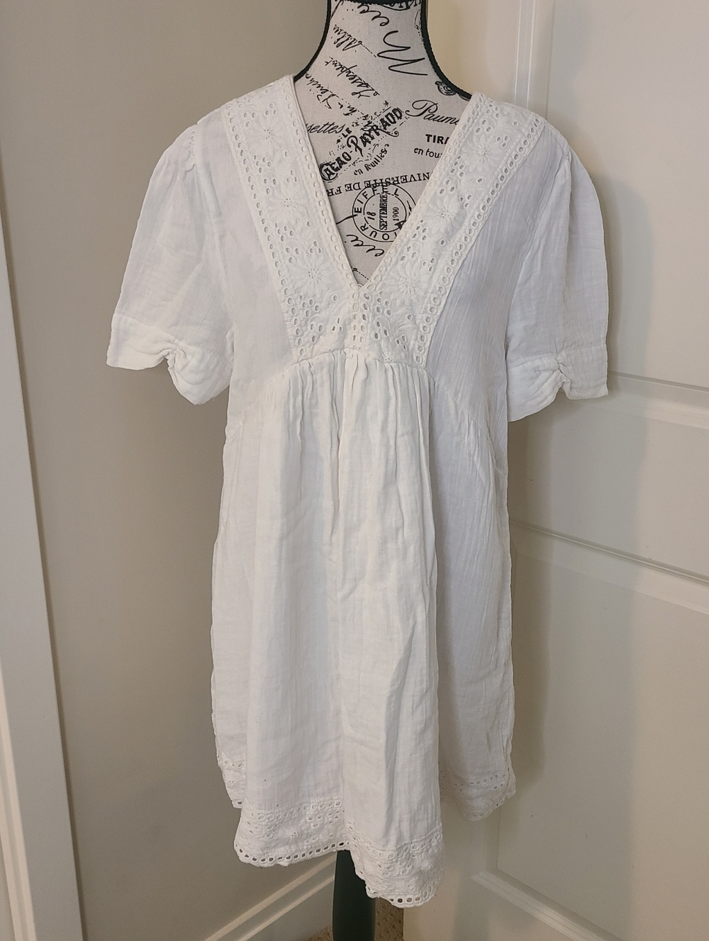 Dex Dress Gauzy Cotton White Size M